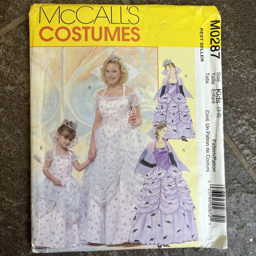 Vintage McCalls 2000s Sewing Pattern M4628 Princess Witch Costume Kids 3-8 Uncut